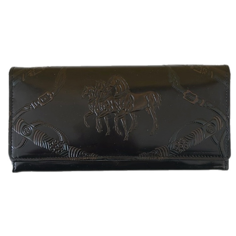 The Royal Hong Kong Jockey Club Glossy Leather Wallet with Embossed Horses
